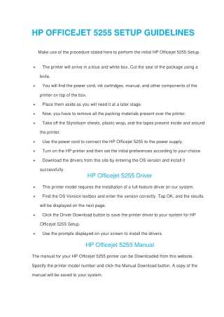 Hp Officejet 5255 [Easy Setup Guidelines] - Airprint.us