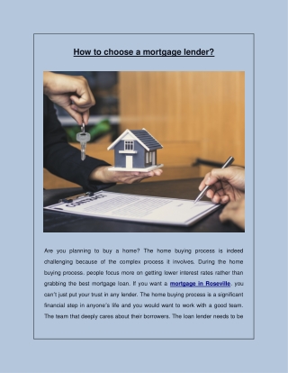 How to choose a mortgage lender