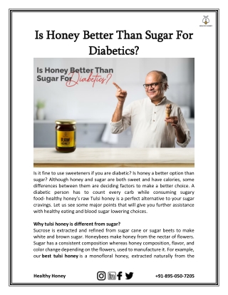 Is Honey Better Than Sugar For Diabetics