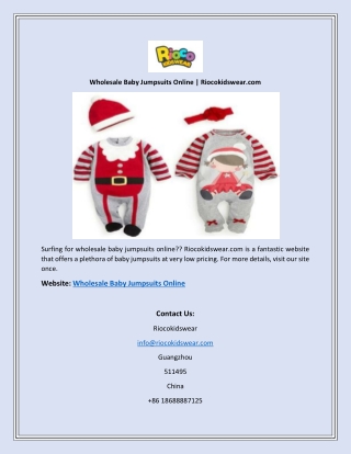 Wholesale Baby Jumpsuits Online | Riocokidswear.com