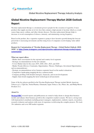 2028 Nicotine Replacement Therapy Market Country & Regional Analysis