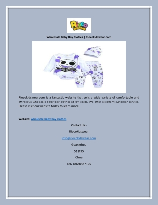 Wholesale Baby Boy Clothes | Riocokidswear.com