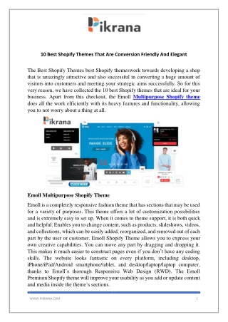 10 Best Shopify Themes That Are Conversion Friendly And Elegant