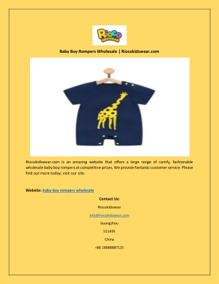 Baby Boy Rompers Wholesale | Riocokidswear.com