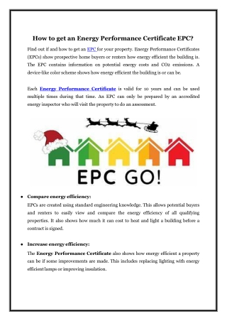How to get an Energy Performance Certificate EPC?