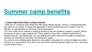 Summer camp benefits