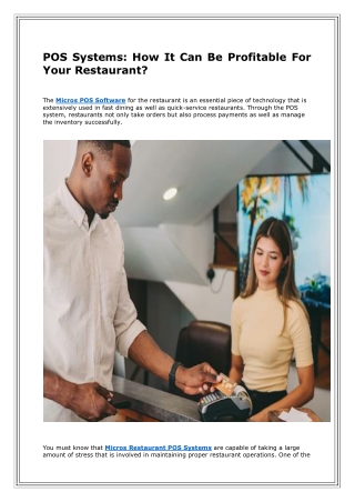 POS Systems How It Can Be Profitable For Your Restaurant