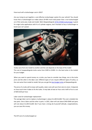 How Much Does a Turbocharger Cost