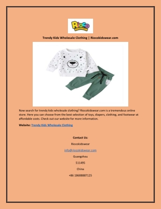 Trendy Kids Wholesale Clothing | Riocokidswear.com