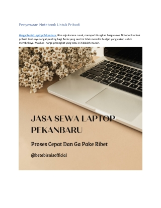 Jasa Sewa Laptop Pekanbaru, WA 0878 9381 1922