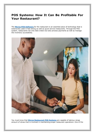 POS Systems How It Can Be Profitable For Your Restaurant