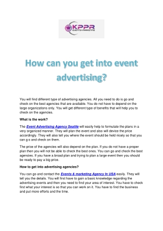 How can you get into event advertising?