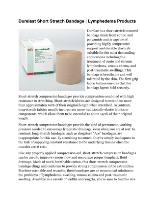 Durelast Short Stretch Bandage | Lymphedema Products