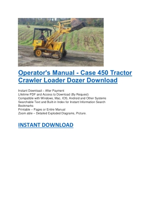 Operator's Manual - Case 450 Tractor Crawler Loader Dozer Download