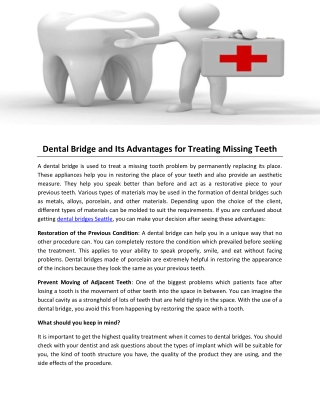 Dental Bridge and Its Advantages for Treating Missing Teeth