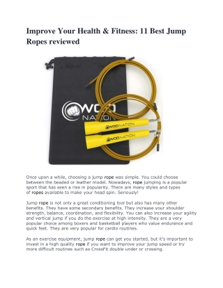 Improve Your Health & Fitness 11 Best Jump Ropes reviewed