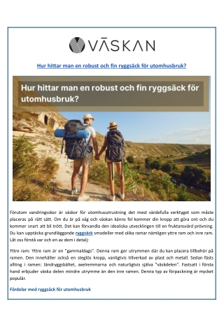 Hur hittar man en robust och fin ryggsäck för utomhusbruk_