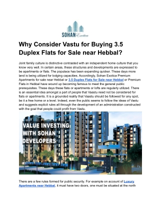 Why Consider Vastu for Buying 3.5 Duplex Flats for Sale near Hebbal_