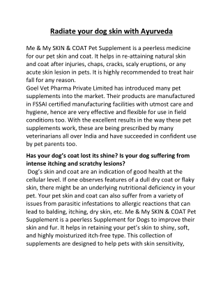 Radiate your dogs skin with ayurveda