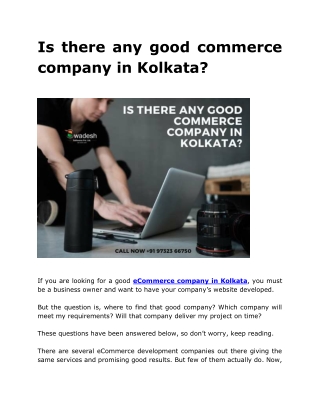 Is there any good commerce company in Kolkata?