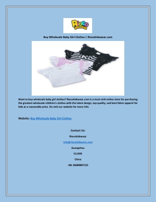 Buy Wholesale Baby Girl Clothes | Riocokidswear.com