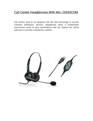 Call Center Headphones With Mic | DASSCOM