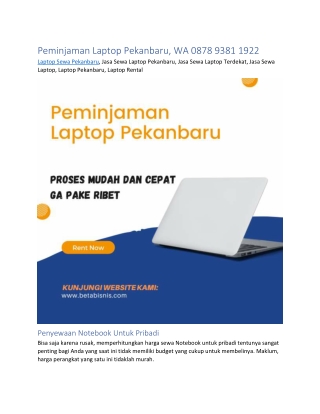 Peminjaman Laptop Pekanbaru, WA 0878 9381 1922