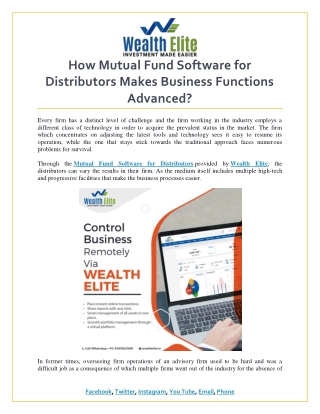 How Mutual Fund Software for Distributors Makes Business Functions Advanced