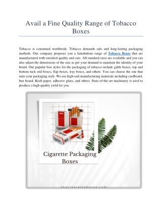 Avail a Fine Quality Range of Tobacco Boxes