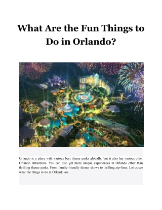 What Are the Fun Things to Do in Orlando