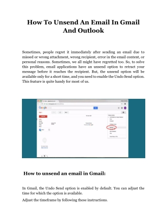 (Fix) How To Unsend An Email In Gmail And Outlook-Setupsemail.co