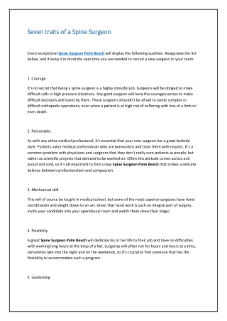 Seven traits of a Spine Surgeon