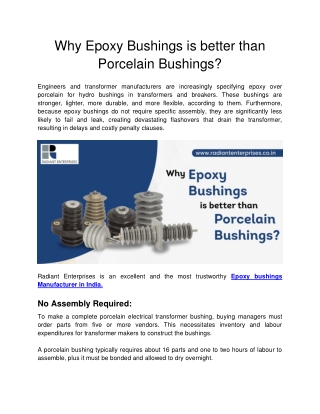Why Epoxy Bushings is better than Porcelain Bushings?