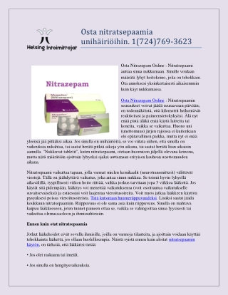 Osta nitratsepaamia unihäiriöihin