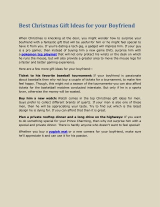 Best Christmas Gift Ideas for your Boyfriend