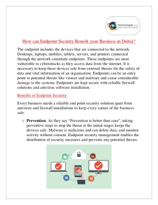 How can Endpoint Security Benefit your Business in Dubai?
