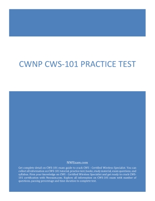 CWNP CWS-101 Certification Practice Test