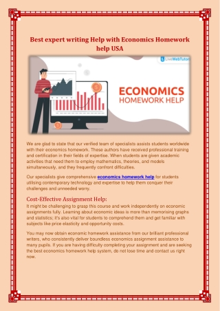 Get the finest Economics homework help service