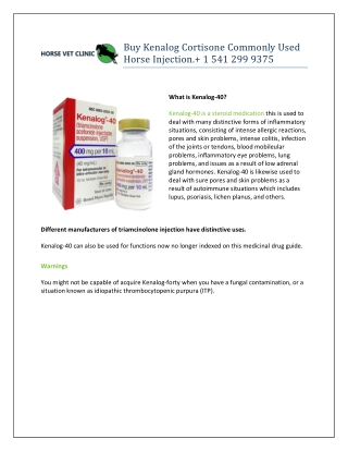 Buy Kenalog Cortisone Commonly Used Horse Injection.  1 541 299 9375