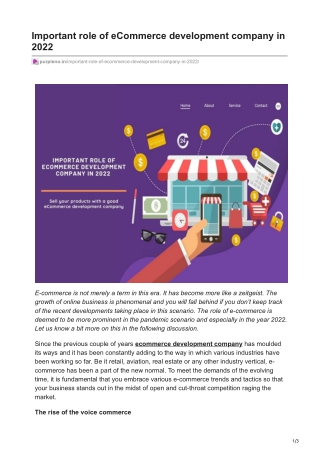 Important role of eCommerce development company in 2022