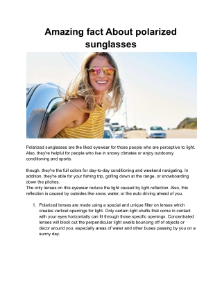 Amazing fact About polarized sunglasses