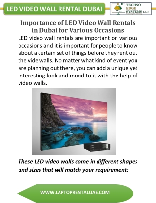 Importance of LED Video Wall Rentals in Dubai for Occasions