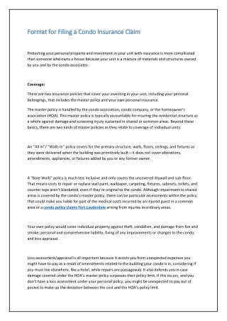 Format for Filing a Condo Insurance Claim