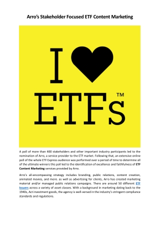 Arro’s Stakeholder Focused ETF Content Marketing