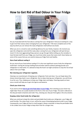 How to Get Rid of Bad Odour in Your Fridge