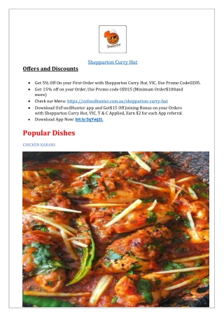 10% off - Shepparton Curry Hut Indian Food Takeaway Menu,VIC