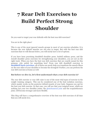 7 Rear Delt Exercises to Build Perfect Strong Shoulder