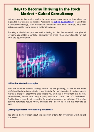 Keys to Become Thriving In the Stock Market - Cubed Consultancy-converted