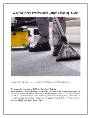 Why We Need Professional Carpet Cleaning - Clyde