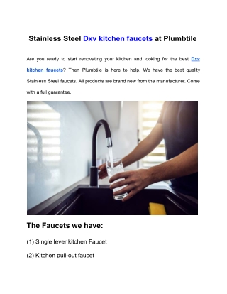 Stainless Steel Dxv kitchen faucets at Plumbtile